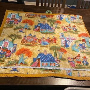 Vintage Retro fabric fairy story linen, 1960s - 1970s, Blanket